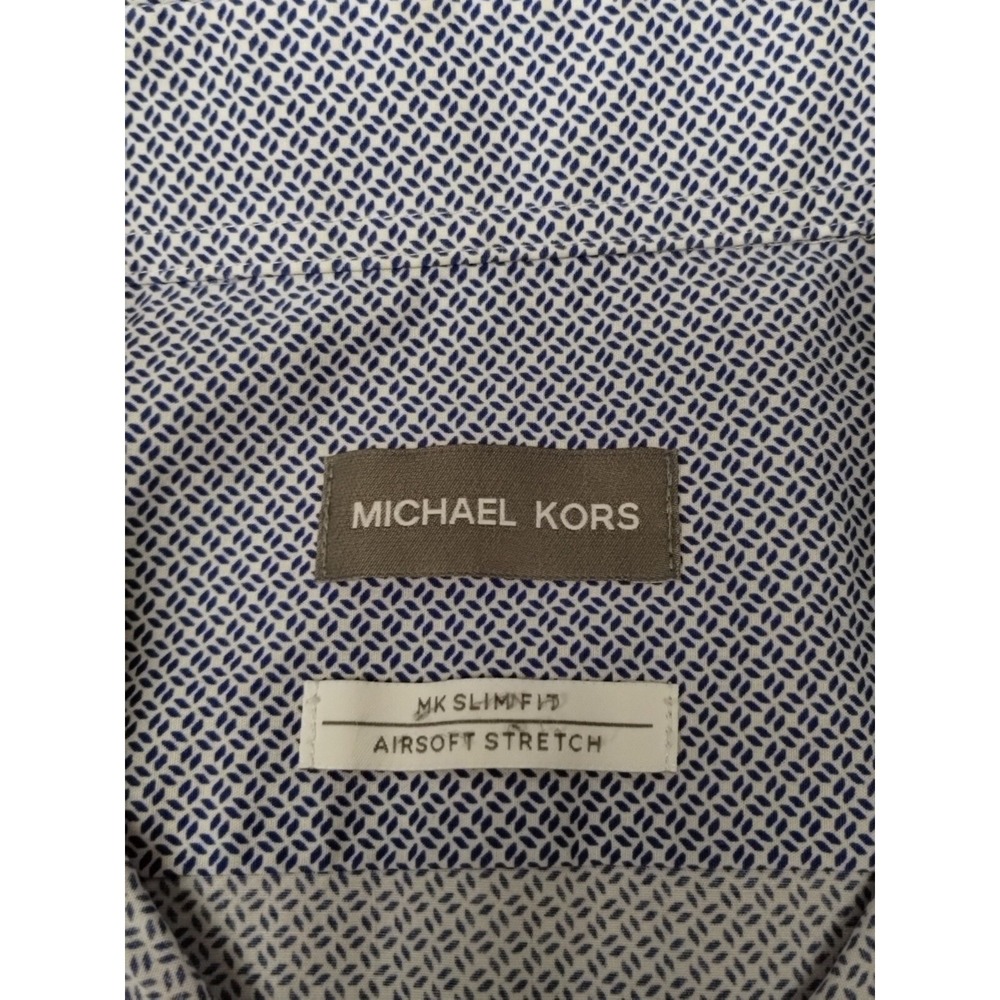 Michael Kors Muscle 32/33 Button Up Shirt Mens Med Slim Fit Pattern LS 15 Neck - Picture 3 of 5